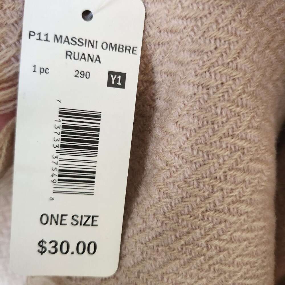 Massini Ombre Ruana One Size Beige Taupe Wrap Shawl Fall Winter Boho Prairie - Picture 8 of 11